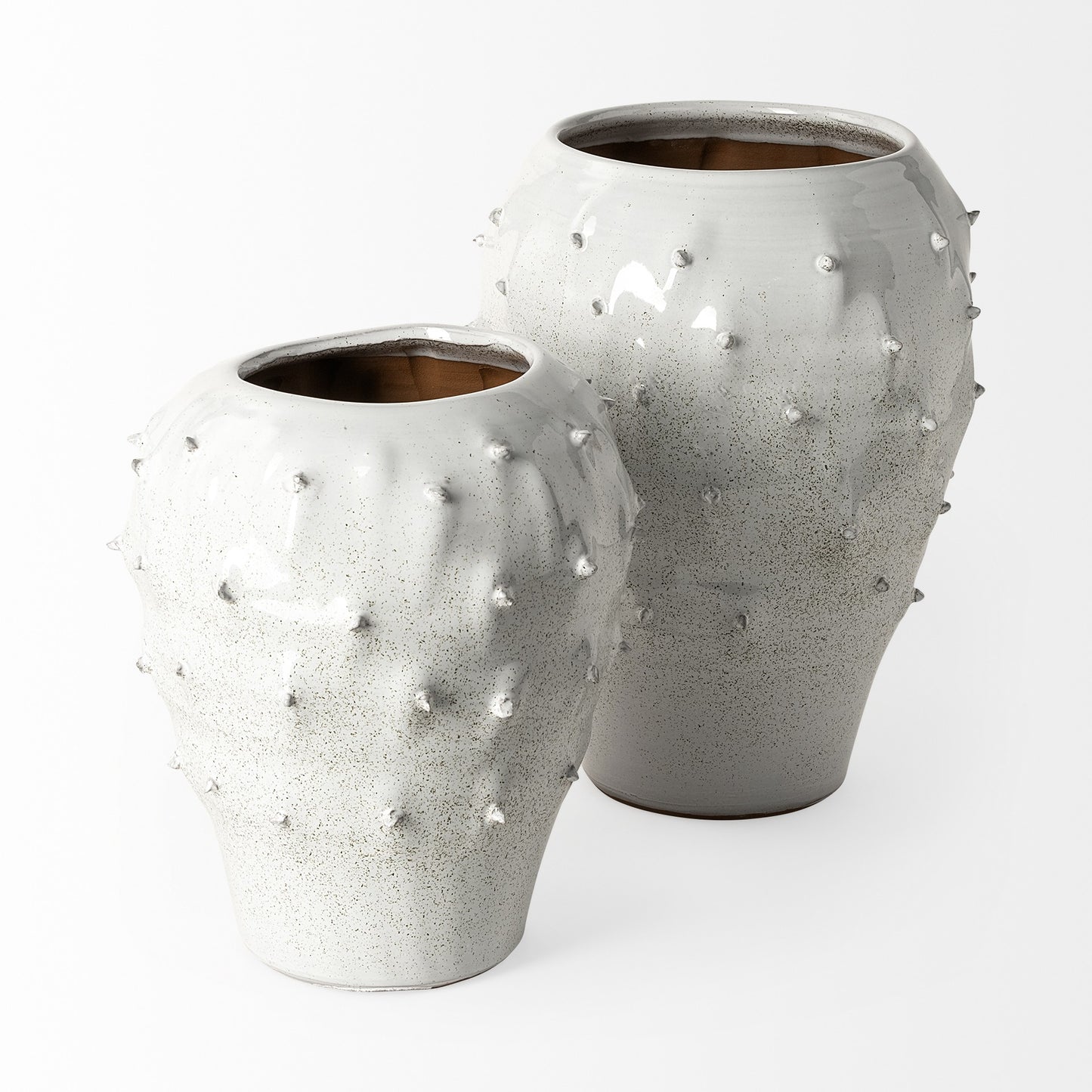 11" White Abstract Cylinder Ceramic Table Vase-2