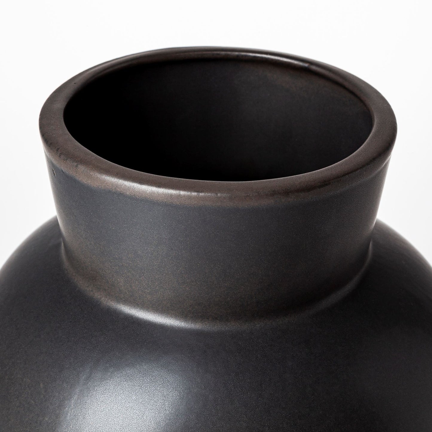 11" Black Abstract Cylinder Ceramic Table Vase-3