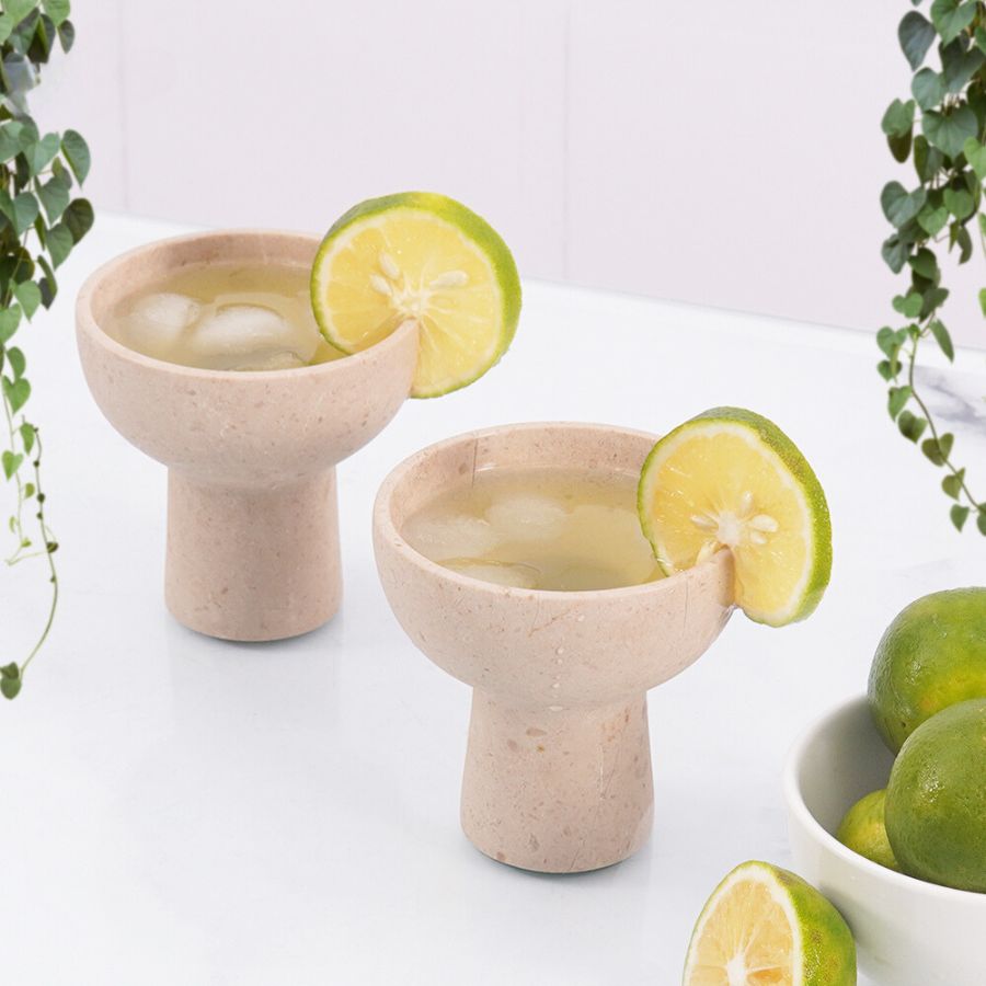 4" Marble Margarita Glasses For Wine, Cocktail, Martini & Champagne - Glasses For Home Bar-0