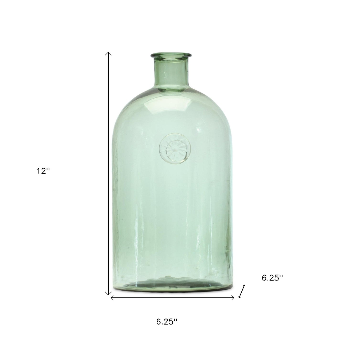 12" Green Bud Glass Table Vase-4