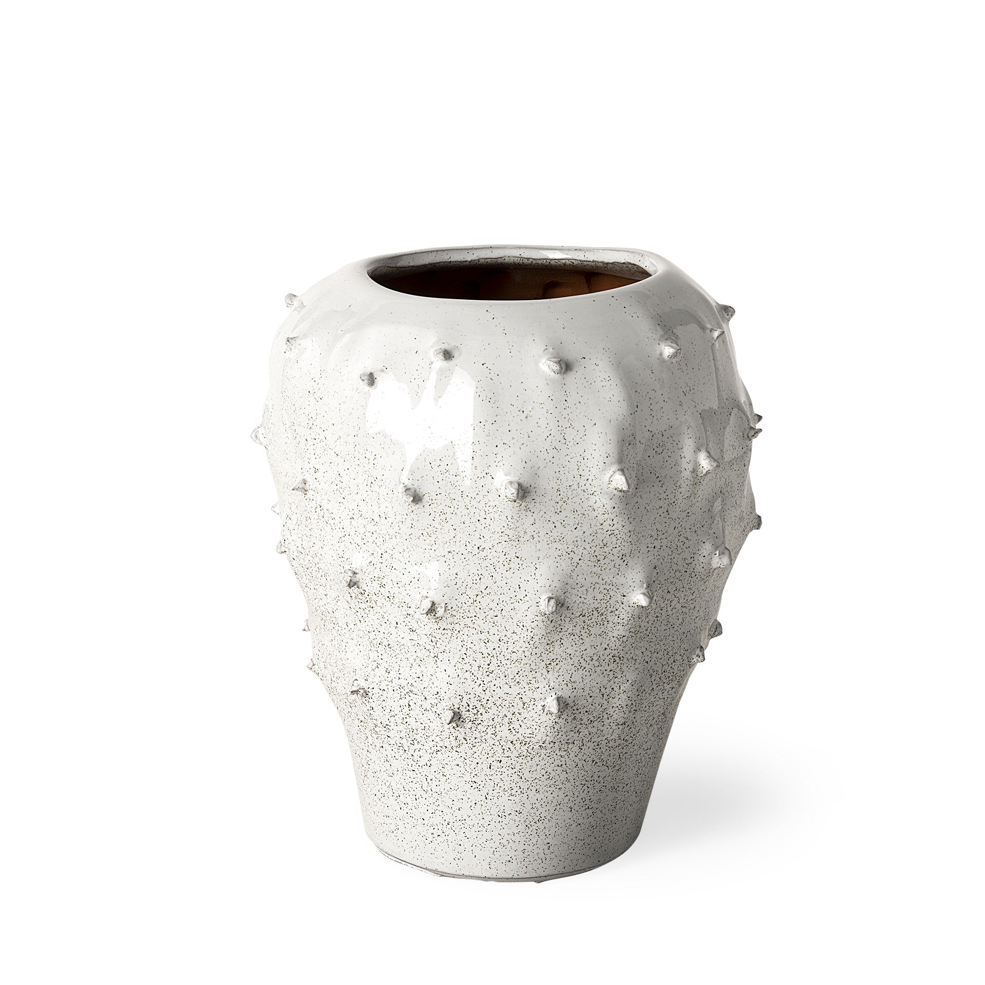 11" White Abstract Cylinder Ceramic Table Vase-1