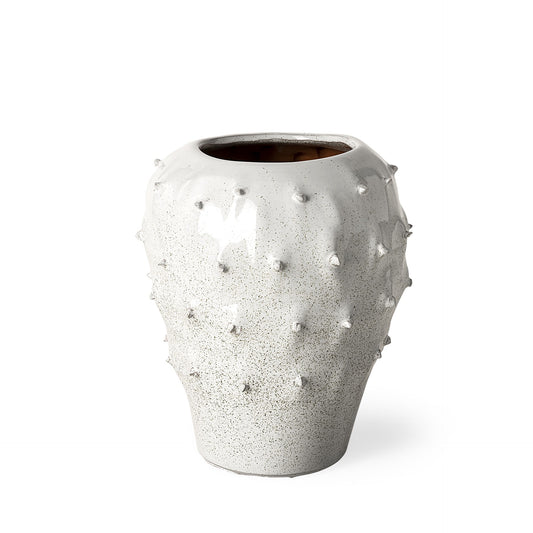 11" White Abstract Cylinder Ceramic Table Vase-1