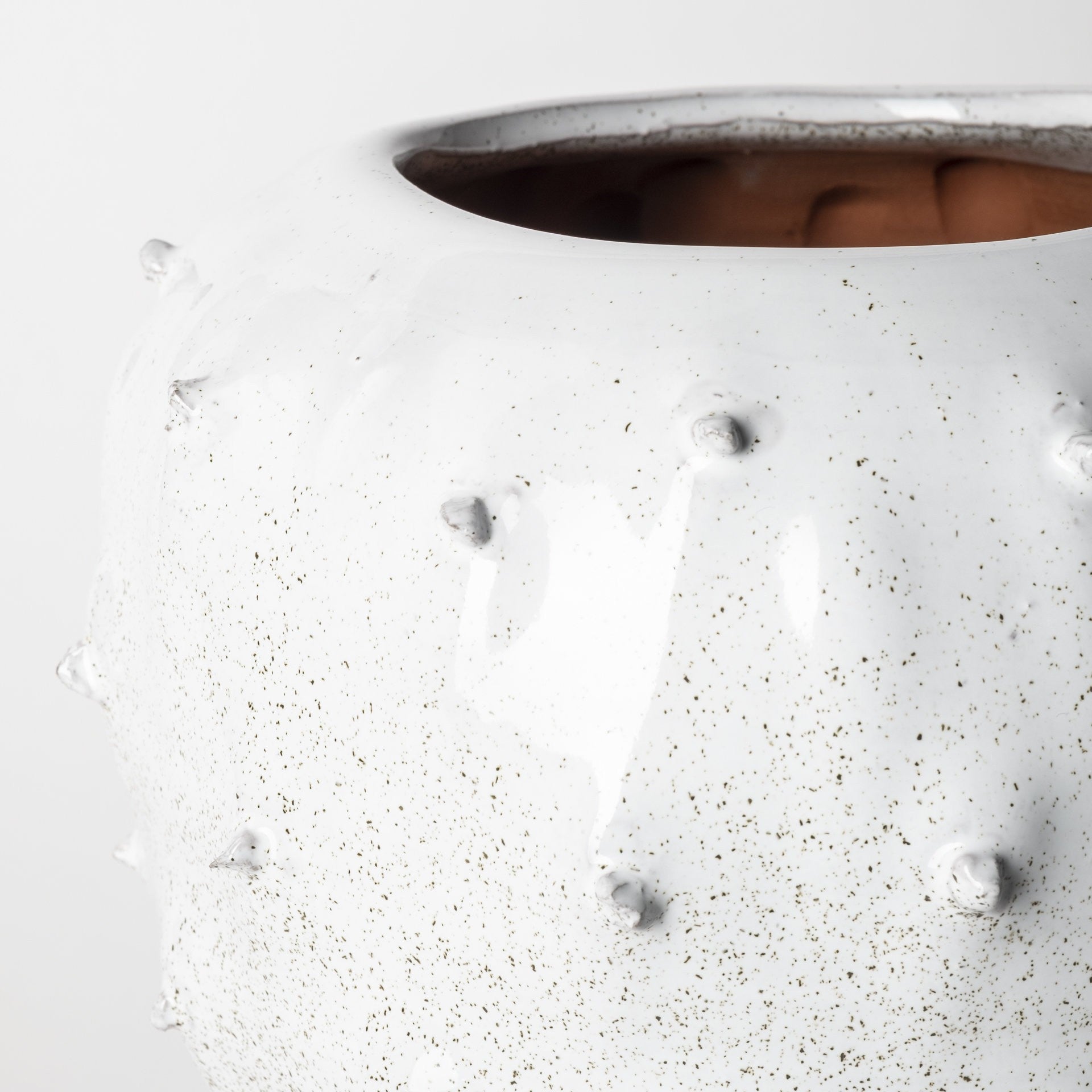 11" White Abstract Cylinder Ceramic Table Vase-4