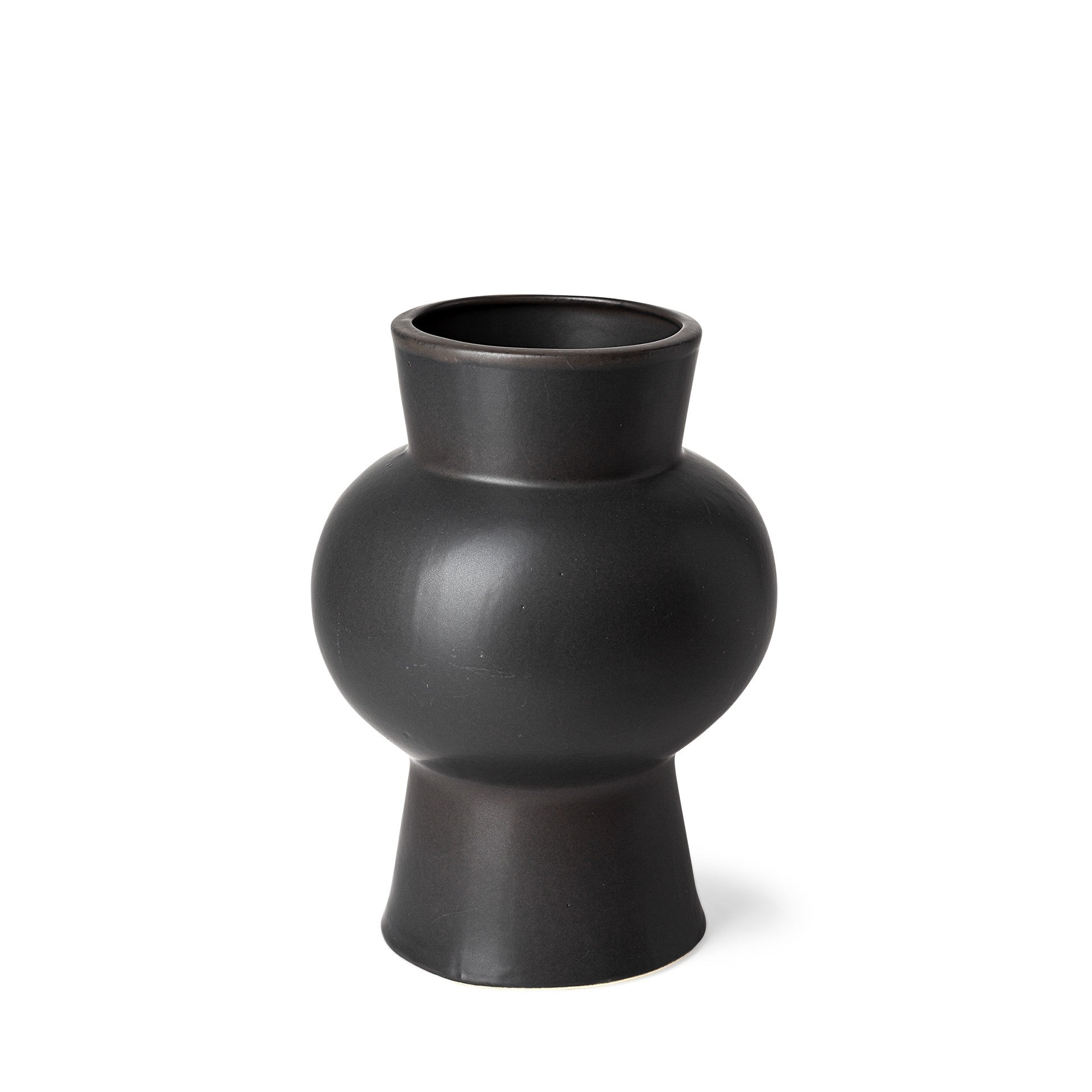 11" Black Abstract Cylinder Ceramic Table Vase-1