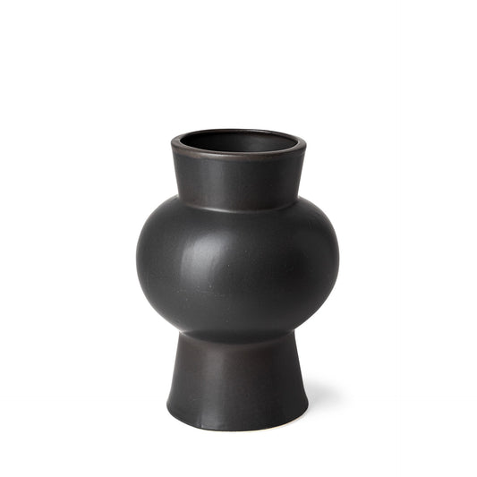 11" Black Abstract Cylinder Ceramic Table Vase-1