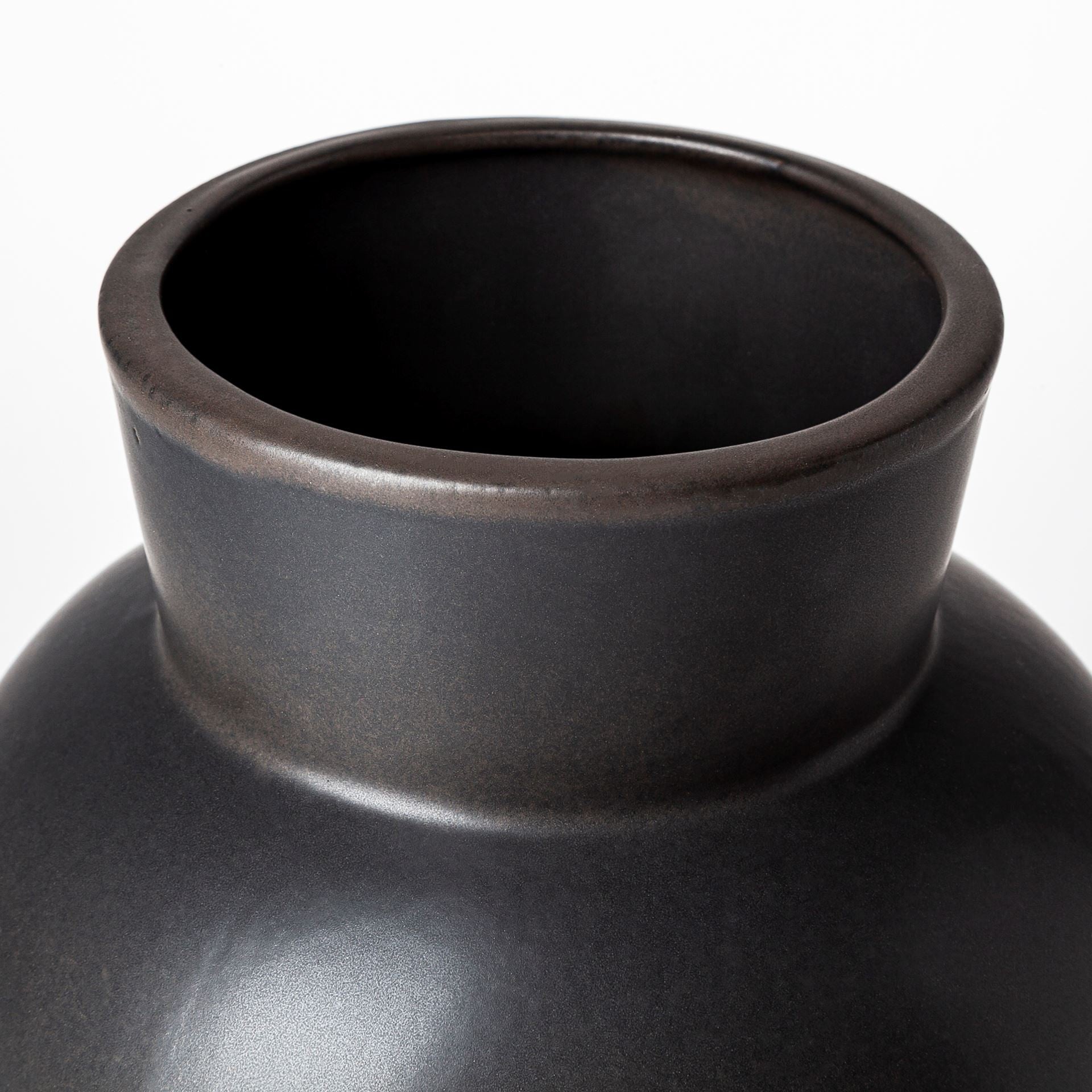 11" Black Abstract Cylinder Ceramic Table Vase-3