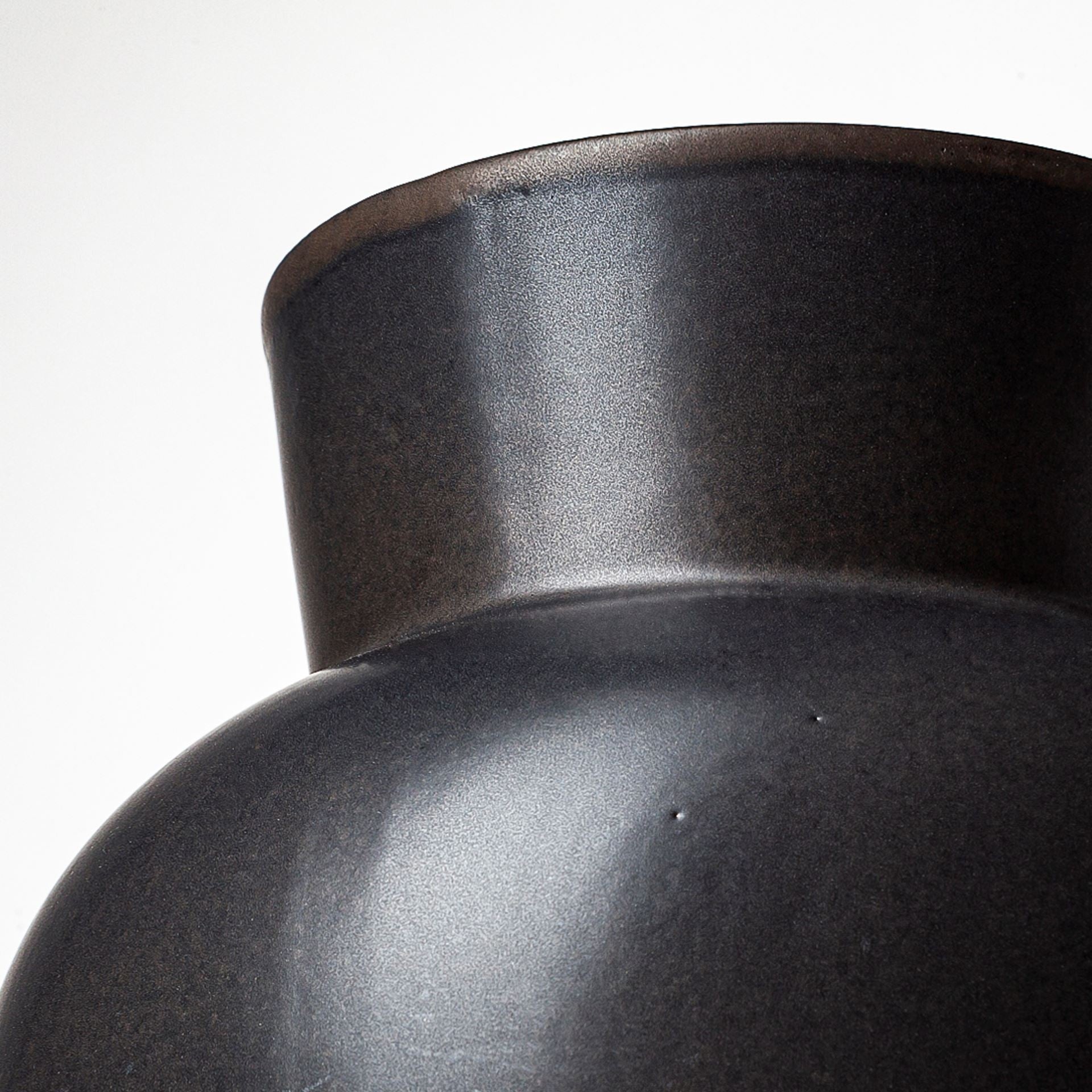 11" Black Abstract Cylinder Ceramic Table Vase-4