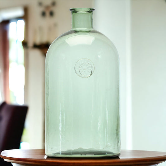 12" Green Bud Glass Table Vase-1