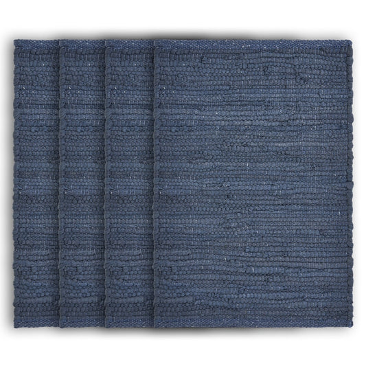 19" Set of Four Navy Blue Cotton Placemats-0