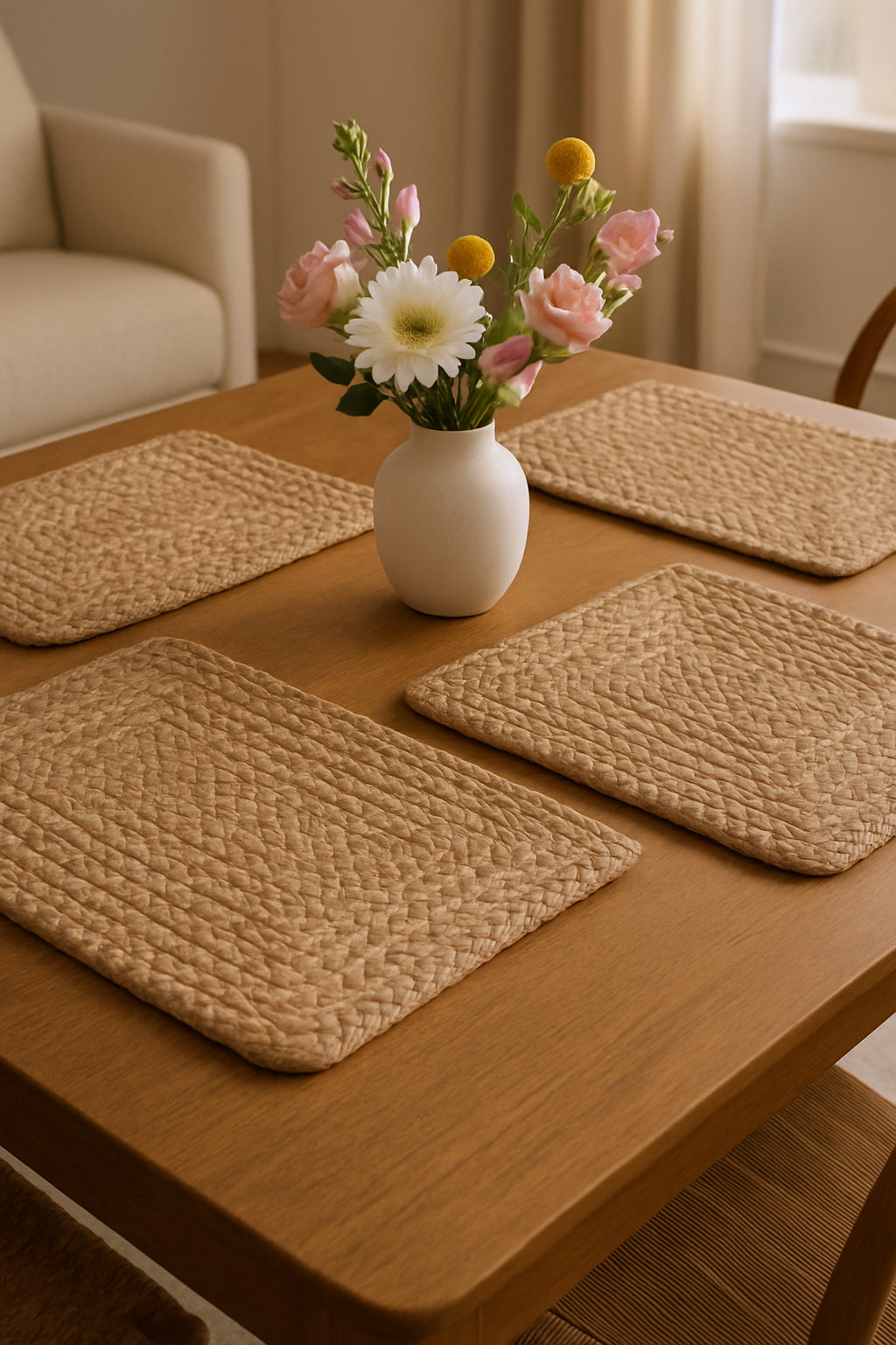 19" Set of Four Natural Jute Placemats-0