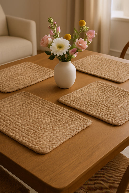 19" Set of Four Natural Jute Placemats-0