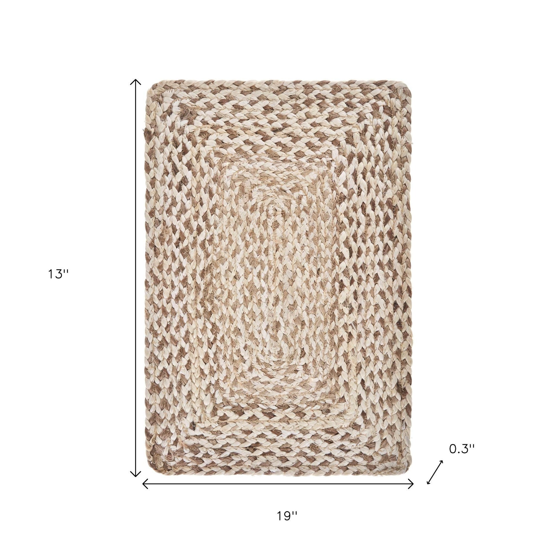 19" Set of Four Ivory And Natural Jute Placemats-7