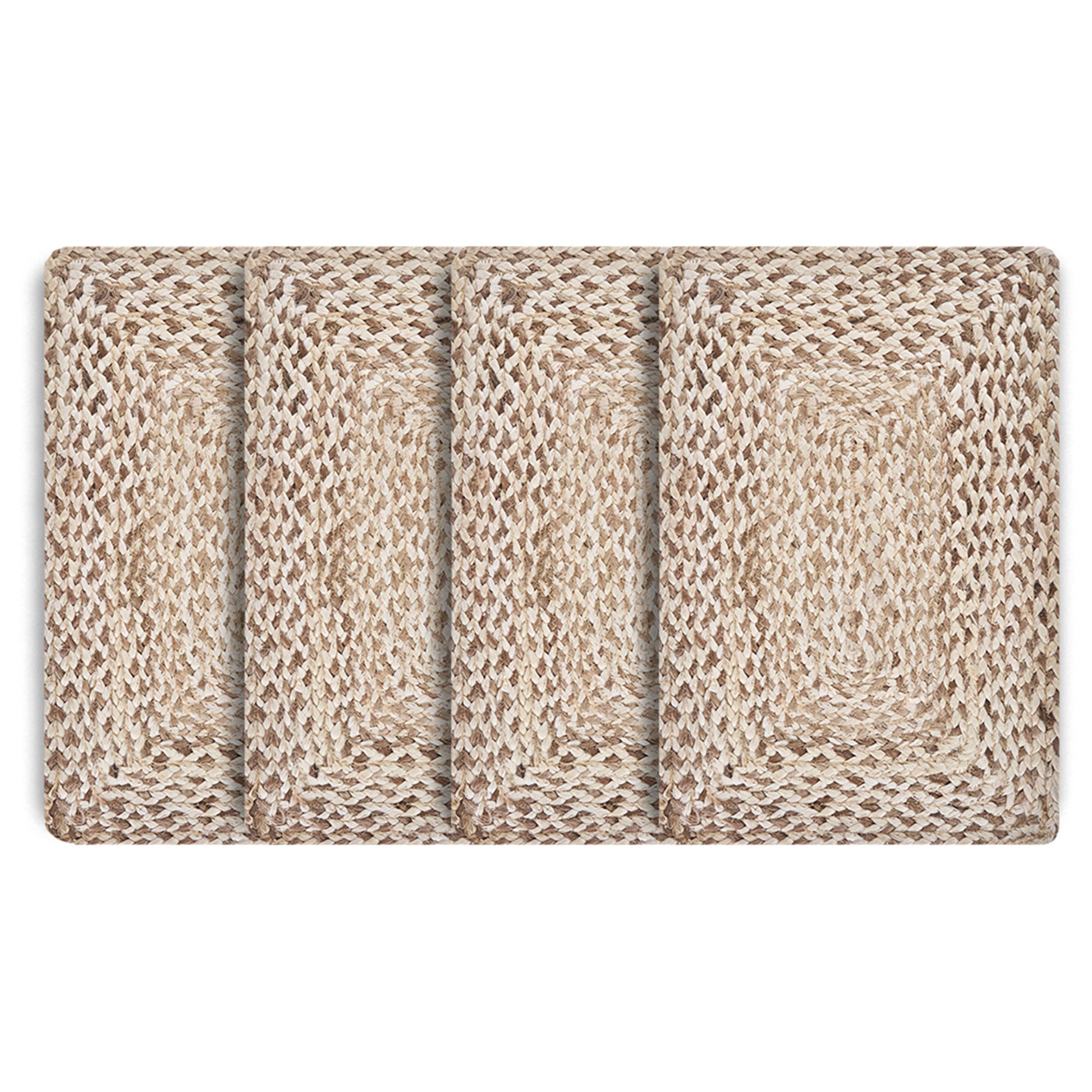 19" Set of Four Ivory And Natural Jute Placemats-1