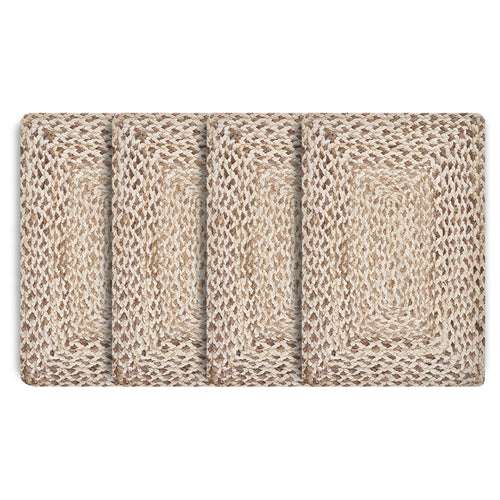 19" Set of Four Ivory And Natural Jute Placemats-1