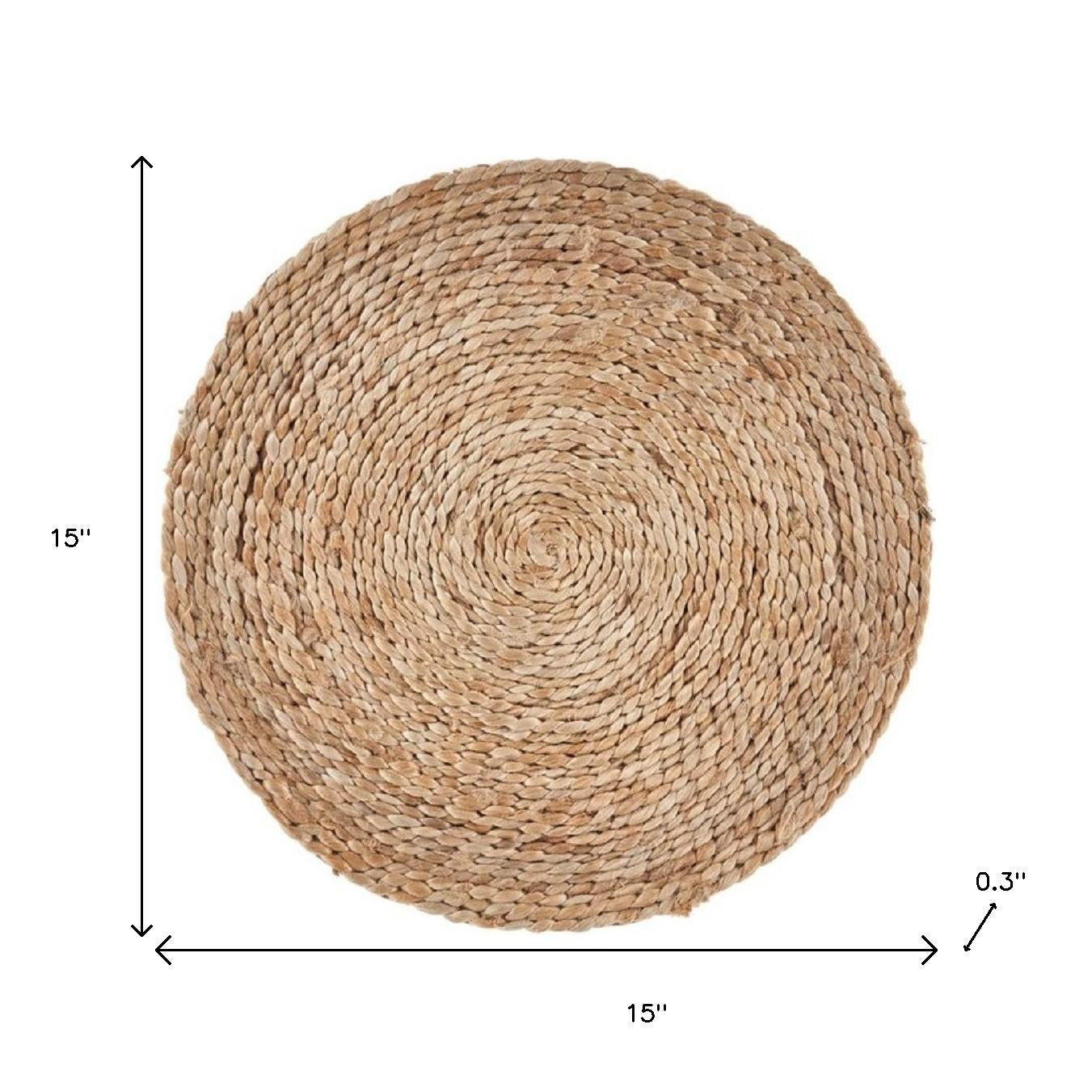 15" Set of Two Natural Jute Round Placemats-8