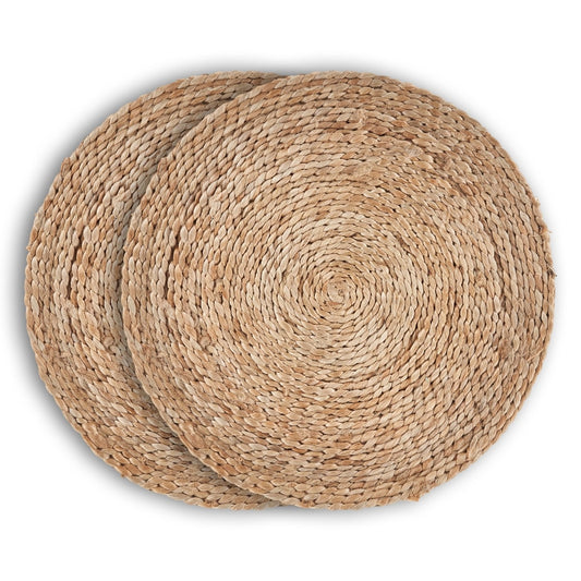 15" Set of Two Natural Jute Round Placemats-1