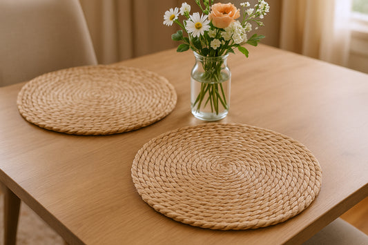 15" Set of Two Natural Jute Round Placemats-0